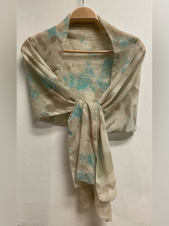 Chico's Accessories - CHICO'S Aqua Taupe Multi Sultry Zebra Oblong Scarf (72" x 17")